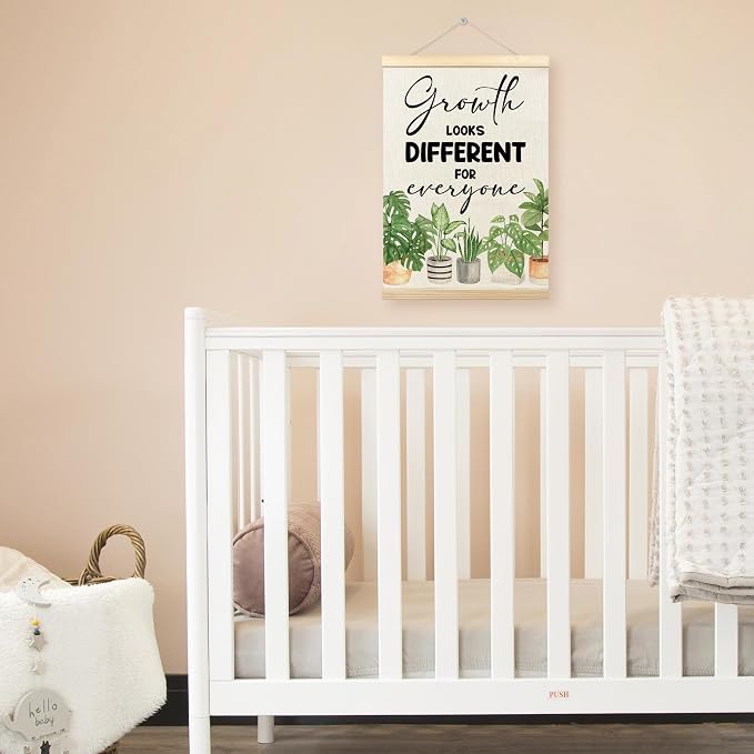 TLESKE Classroom Mental Health Poster Hanger Frame, Positive Affirmations Hanging Wall Art Room Decor for School Counseling Therapy Office, Growth Looks Different for Everyone Prints Pictures, 12x16