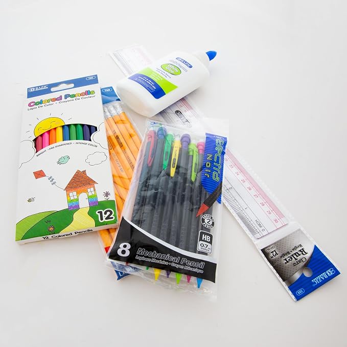 BAZIC PRODUCTS Back to School Supplies Kit, 66 Pieces, for Students Teachers Donations