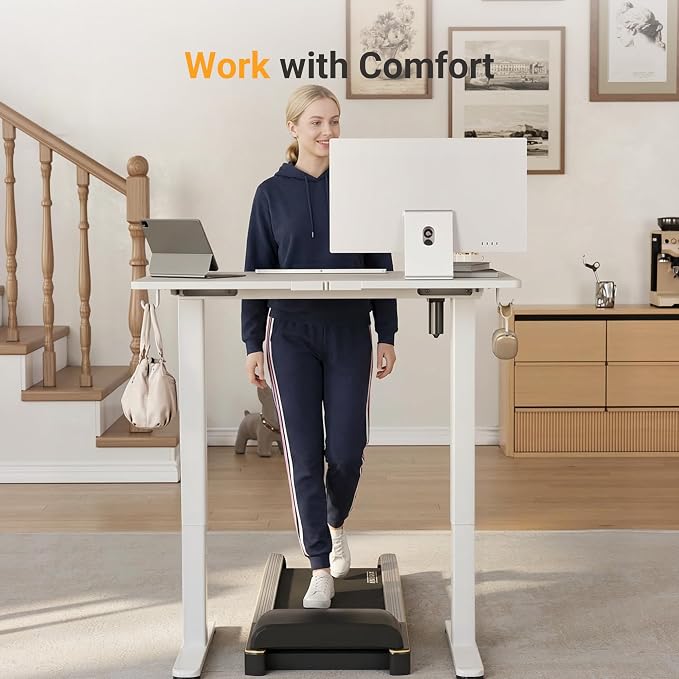 YDN Electric Standing Desk, 40 x 24 Inches Adjustable Height Stand up Desk with Cable Management, Home Office Desks with Splice Board & Frame, Warm White