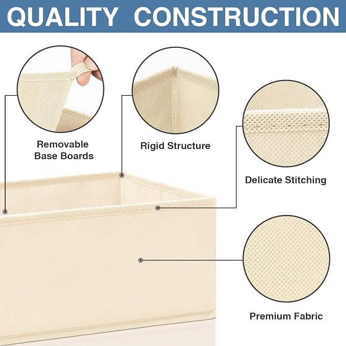 Drawer Organizer Clothes, 24 Pack Dresser Organizer Bins for Nursery Bedroom, Closet Organization and Storage Dividers for Clothing, Baby Clothes, Underwears, Socks (Beige)