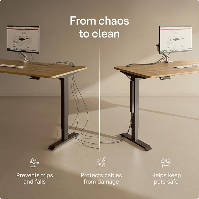 Desktronic Magnetic Cable Management Tray — No Drill Under Desk Cord Organizer, Holds 10 Cables, Reinforced Steel Cable Holder for Home Office, Gaming Setup & Sit-Stand Desks