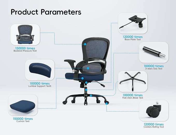 TRALT Office Chair - Ergonomic Office Chair with Back Support, Home Office Desk Chairs, 330lbs Wide Seat Big and Tall Office Chairs, Comfy Desk Chair for Work, Study, Office, Gaming (Dark Blue)