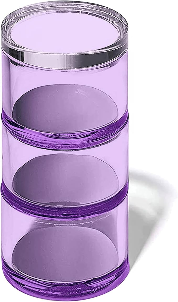 3-Tier Stackable Acrylic Holder, Purple with Silver Base | Stylish desk organizer and storage for office or home, Transparent round design, Functional and elegant desk accessories