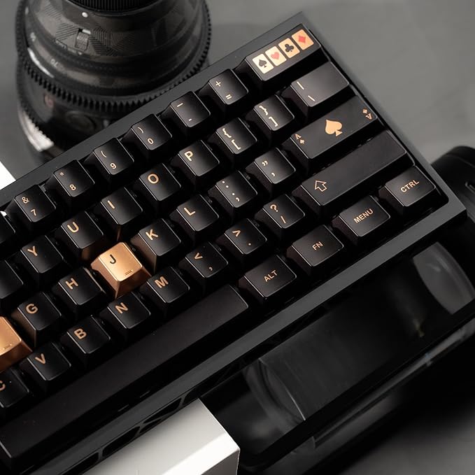 dagaladoo Keyboard keycaps Set, Double Shot PBT keycaps,Cherry Profile Custom Key caps 60 65 75 Percent for Cherry-mx 61/66/68/75/87 Retro Mechanical Keyboard,Black Poker Metal Coating