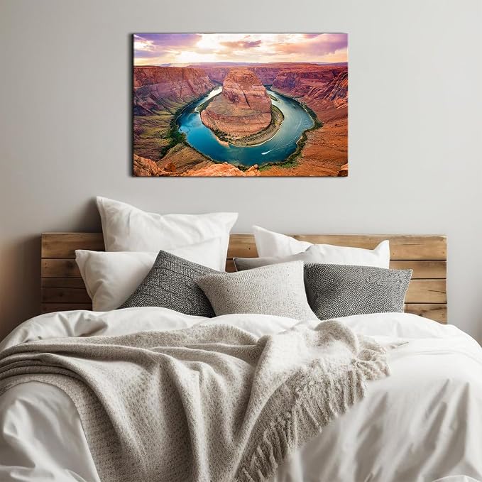 Sunset Grand Canyon River Canvas Wall Art Colorado National Park Arizona Landscape Wall Decor Bedroom Nature Scenery Poster Prints Artwork Living Room Hallway Modern Home Decoration 24x36"