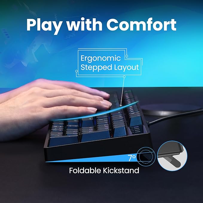 RisoPhy Mechanical Gaming Keyboard, Blue Switch USB Wired Keyboard, 20 RGB Light up Backlit Modes, 104 Key Full Size Clicky Keyboards, Anti-Ghosting/Spill-Resistant Rainbow LEDKeyboards for PC(Black)