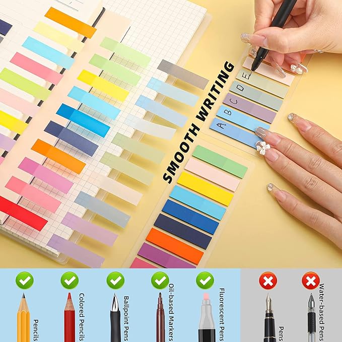 2800Pcs Sticky Tabs Book Tabs, Translucent Sticky Notes, Repositionable Book Markers, Morandi Book Flags Strip, Writable Book Annotation Supplies, Page Tabs, File Index Tabs (2800)