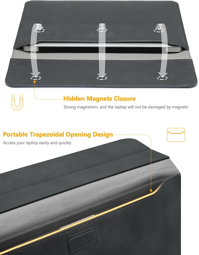 HYZUO 15-16 Inch Laptop Case Bag Sleeve with Stand Feature for MacBook Pro 16 M5/M4/M3/M2/M1 Pro/Max 2026-2019, XPS 15, MacBook Pro 15 2015-2012, Samsung Galaxy Book Flex 15, Space Gray