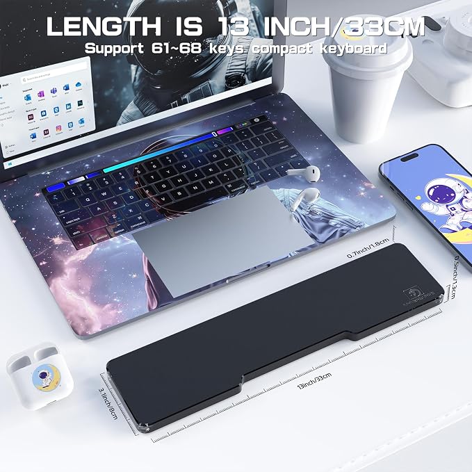 Acrylic Keyboard Wrist Rest - Compact 60% Keyboard- Mechanical Keyboards Ergonomic Palm Rest for Computer Keyboard,Anti-Slip Base,Wrist Pad for Laptop,Office & Home-Easy Typing (Black)