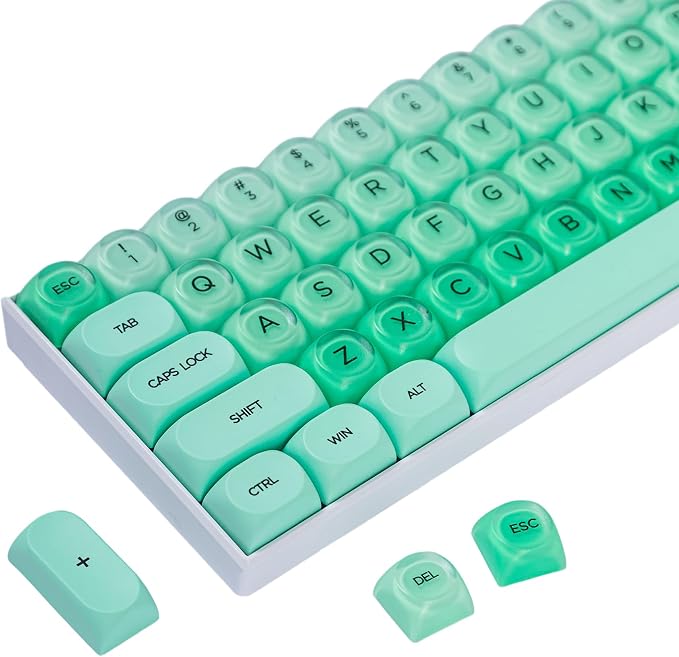 Guffercty kred HOA Profile Keycaps Set 132 PCS - PBT Cute Jelly Liquid Foundation Keycaps 60 Percent Compatible with Cherry MX Switch 60% 65% 75% 100% Mechanical Keyboards (Green Liquid Foundation)