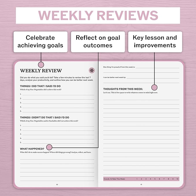Undated Daily Planner | 90 Day Daily & Weekly Productivity Journal with Hourly Schedule, To Do List, Goal Tracker & Habit Tracker | ADHD Planner for Men & Women | Hardcover Agenda (Pink)