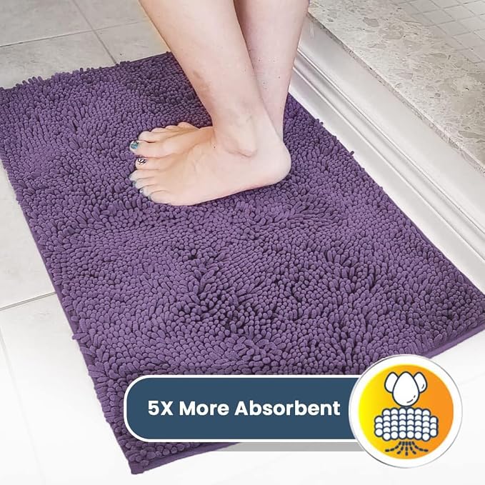 Muddy Mat® | Super Absorbent Door Mat Indoor, Microfiber Quick Dry Chenille Entryway Rug, Non-Slip Front Door Mat, Indoor Mats for Entryway, Machine Washable Pet Rug, Lavender 19" x 30"