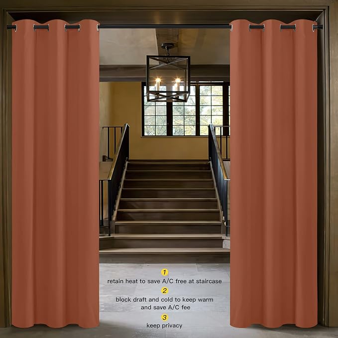 NICETOWN Burnt Orange Insulated Blackout Curtain Home Decoration Solid Grommet Top Blackout Living Room Drape for Large Window on Day (1 Panel, 42 x 84 inches)