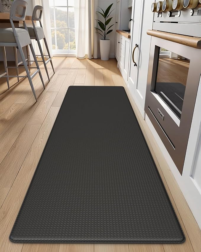 Kitchen Mats for Floor, Extra Long Anti-Fatigue Kitchen Rug, Black | Cushioned Comfort,Non-Slip Backing,Waterproof Surface,Soft Underfoot,Easy Clean,Kitchen Sink,Laundry Room,Standing Desk