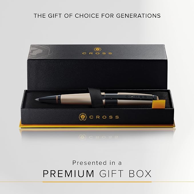 Cross Edge Matte Hazelnut Lacquer Gel Rollerball Pen, Black Ink - Elegant Accessory for Smooth Writing - Capless Slide-Open & Snap-Shut Design - Ergonomic Shape - Comfortable Grip - Ideal Gift