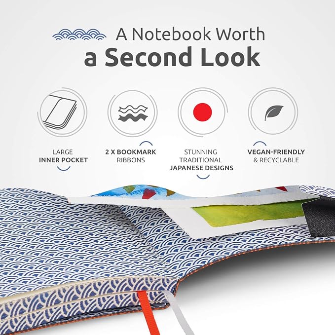 ZenART Supplies A5 Bullet Dotted Journal - Enjoy Bullet Journaling with a Soft Cover, Non-Bleed Thick 120gsm Paper with Japanese Edge Motif - Orange Faux Leather Lay Flat Dot Notebook