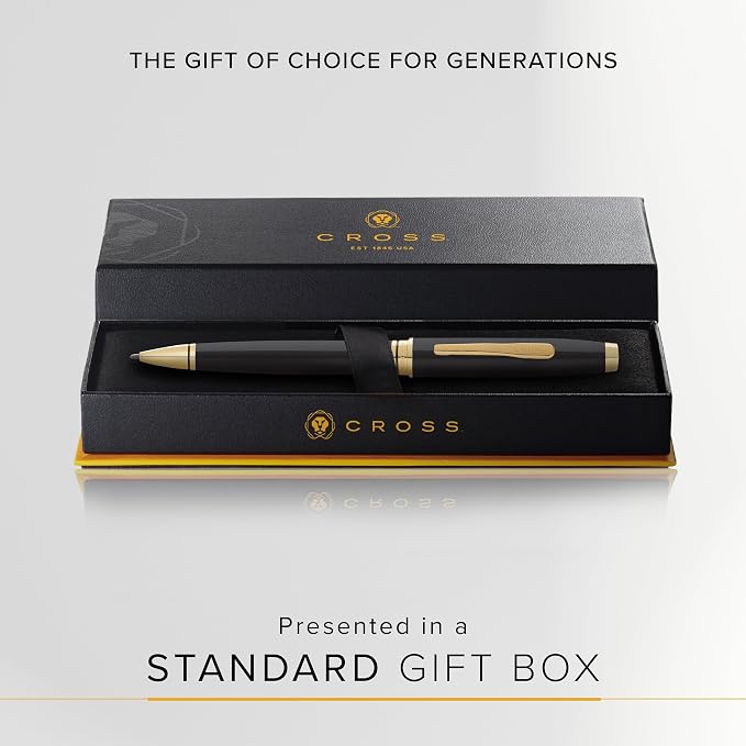 Cross Coventry Black Lacquer with Gold-Tone Ballpoint Pen - Refillable Pen for Smooth Writing - Professional, Elegant Accessory - Black Ink - Long-Lasting Use - Desk Essential - Gift-Ready