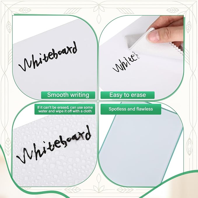 Dunzoom 10 Pcs Small Desktop Glass Whiteboard with Reversable Stand Clear Glass Mini Dry Erase Whiteboard Desktop Easel with 10 Markers for Home Office School, 8 x 6 Inch