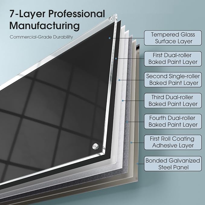 MaxGear 72" x 48" Glass Whiteboard Wall Mounted for Office Home Classroom | Magnetic Glass Dry Erase Board, Tempered Glass, Steel Backed, Non-Porous Surface, Frameless Design, Hardware Included