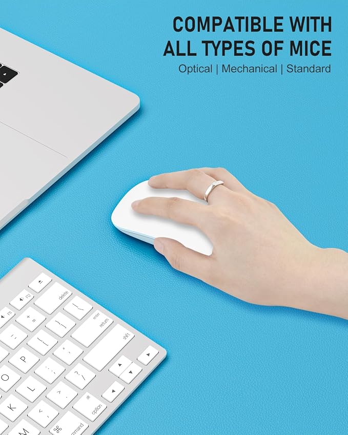 Desk Pad, 35.5" x 17" PU Leather Non-Slip Desk Mat Large Mouse Pad for Desktop, Waterproof Laptop Computer Writing Mat for Office, Home, Work, Gaming, Aqua Blue