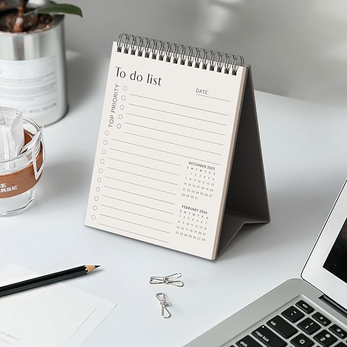 Jotsome Desk Calendar 2026-2027, Small Standing Flip Desktop Calendar From Now to June 2027 for Home and Office, Easy Organizing, Gift for the Holidays (Black, Small)