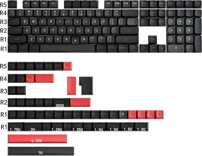 Guffercty kred 160 Keys CSA Keycap PBT Double-Shot Ball Shape Custom Keycaps Set with 6.25u/7u Spacebar for Cherry MX Gateron Kailh Switches (Evil Dolch)