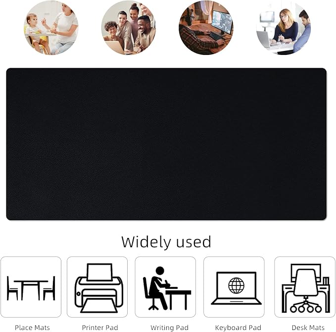 KINGFOM Desk Pad Office Desktop Protecter, PU Leather Desk Mat Blotters Organizer with Comfortable Writing Surface (47.2" x 23.6", Black+Red)