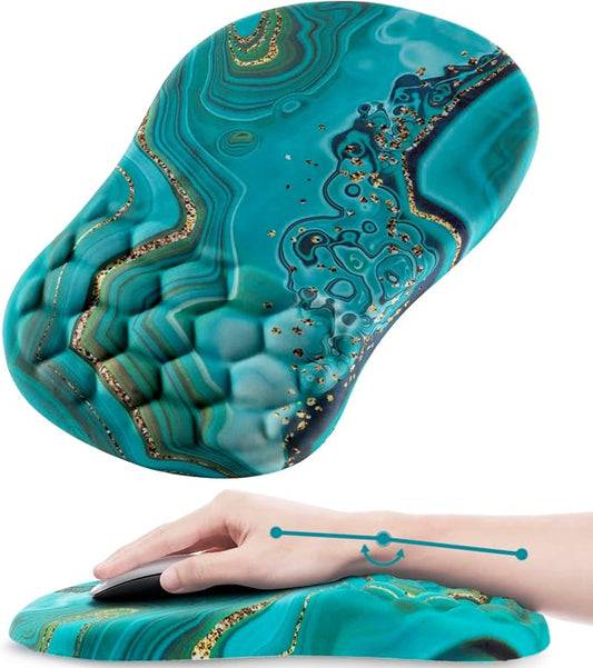 Ergonomic Mouse Pad Wrist Rest, 15° Memory Foam, Non-Slip PU Base | Mouse Pad15° Ergonomic Tilt, 100% Memory Foam, Smooth Lycra Surface, for Office & Gaming, Pain Relief Wrist Support Green