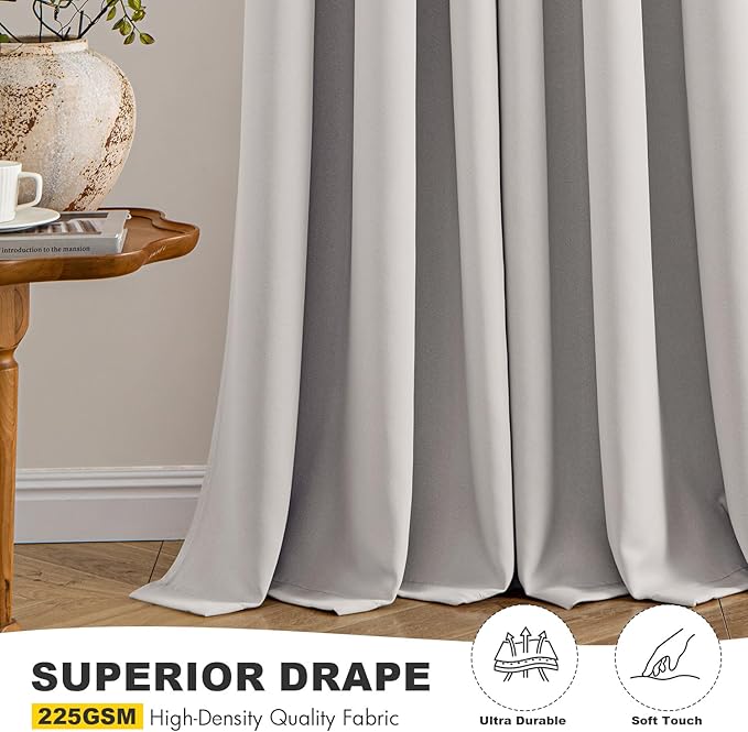 MIULEE Blackout Curtains for Bedroom Living Room 2 Panels, Thermal Insulated Room Darkening Drapes Grommet Noise Reducing Light Blocking Window Treatments 45 Inches Long 40x45 Inch Cobblestone