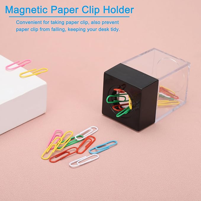 PATIKIL Magnetic Paper Clip Holder Dispenser, Large Capacity Paper Clip Organizers with Magnetic Top for Desk Supplies, Office, Classroom, Home, Black