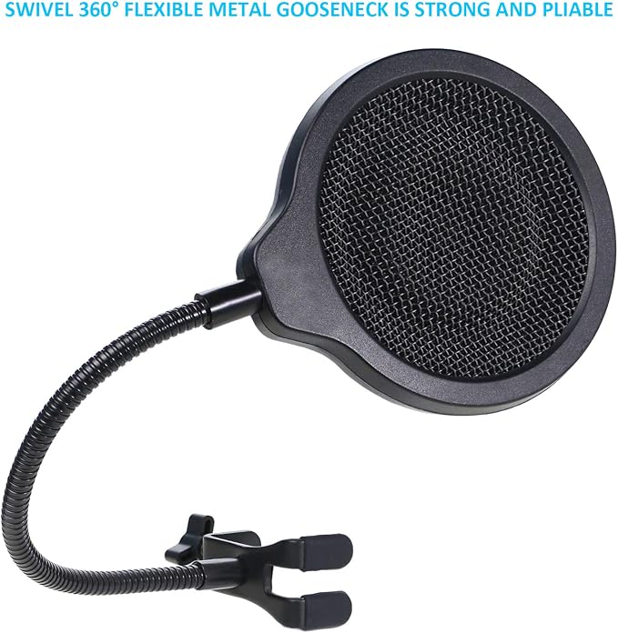 SoloCast Microphone Pop Filter Mask Shield For HyperX SoloCast Mic, 4 Inch 3 Layers Windscreen with Flexible 360°Gooseneck Clip by SUNMON
