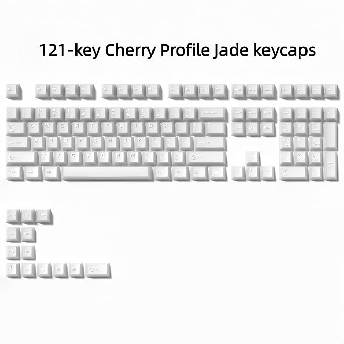 dagaladoo Keyboard keycaps Set, Double Shot PBT keycaps,Cherry Profile Custom Key caps 60 65 75 100 Percent for Cherry-mx Full Size Retro Mechanical Keyboard,White Jade