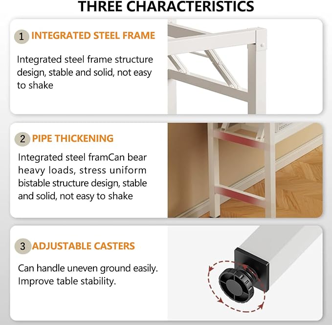 31.5 Inch Folding Table，Square Folding Desks for Small Space,Small Foldable Desk No Assembly,White.