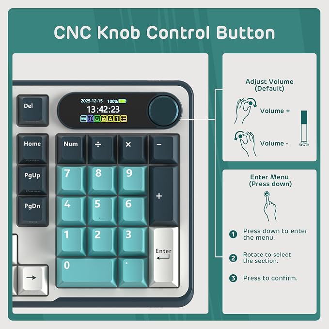 RK ROYAL KLUDGE S98 Mechanical Keyboard w/Smart Display & Knob, 96% RGB Wireless Gaming Keyboard BT/2.4G/USB-C, Hot Swappable Custom Keyboards, Software Support, Silent Computer Gaming Keyboard