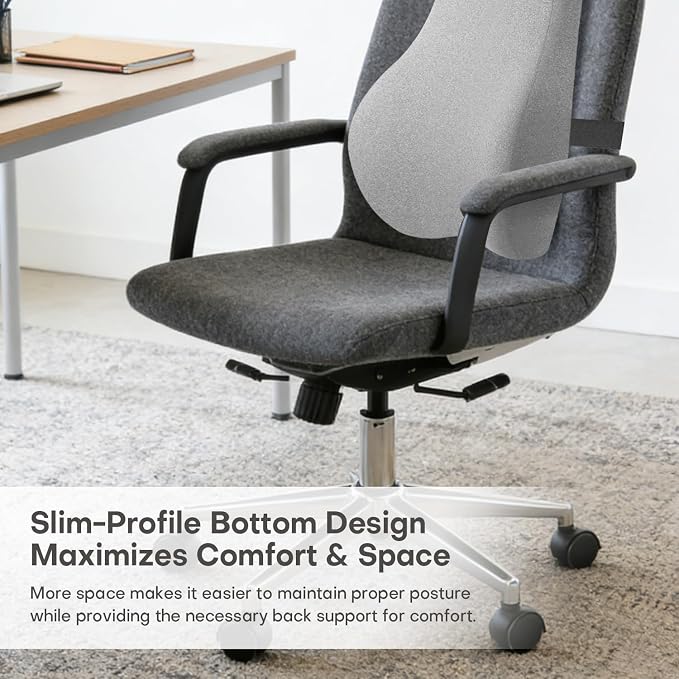 Back Support for Office Chair, 24" Full Back Memory Foam Cushion | No Forward Push Design • Lumbar & Back Pain Relief • Extended Upper Back & Neck Comfort • Dual Adjustable Straps