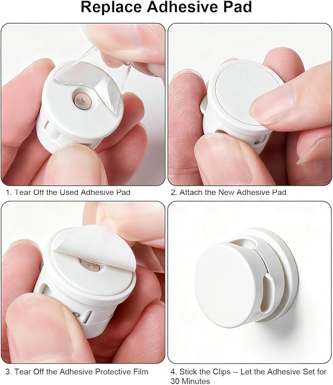 OneLeaf 12 Pack Spring Cable Clips for Phone Charger, One-Hand Cord Holder for Nightstand & Desk, Rotatable Desk Cable Management with Strong Adhesive, White