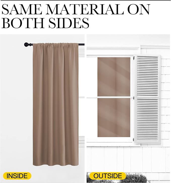 NICETOWN RV Blackout Curtains for Camper Windows, Window Treatment Thermal Insulated Rod Pocket Small Draperies/Drapes for Bedroom/Kitchen (Cappuccino, Set of 2, 42 inches Wide by 36 inches Long)
