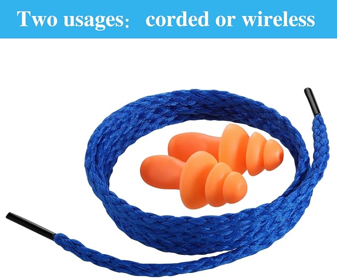 Corded Ear Plugs Silicone Noise Reducing Soft Hearing Protection Earplugs Reusable Rubber for Sleeping Swimming Snoring Sports (150)