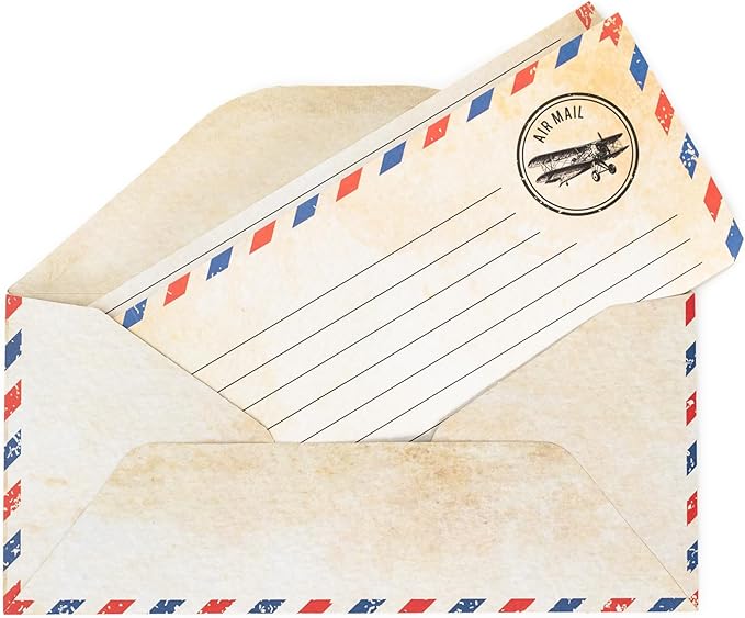 60 Pack Airmail Paper and Envelopes Set - Blue Writing Paper for Invitations, Love Letters, Letters to Troops, Christmas Letter - 8.5 x 11 Inch