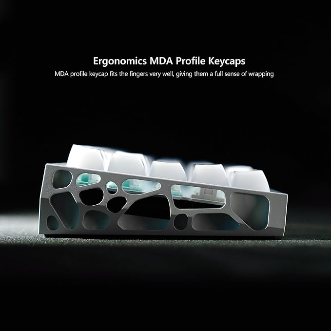 Womier Keyboard Keycaps Jelly, Ceramic Keycaps Style, Shine Through White Key Cap, Clear Side Printed Custom 60 65 75 100 Percent for Cherry MX, Outemu, Gateron Mechanical Keyboards(MDA Profile)
