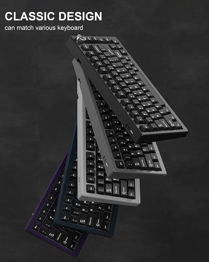 Womier Double Shot PBT Keycaps Set 138 Keys, Cherry Profile Custom Keycaps 60 65 75 100 Percent for 61/64/68/84/87/100/104/108 Retro Gaming Mechanical Keyboard, Black