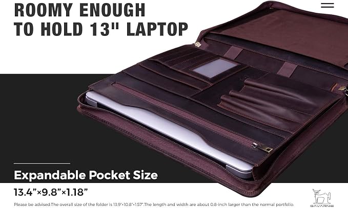 Personalized Leather Portfolio Padfolio for Men, Engraved Gifts for Father's Day for Husband from Wife, Customized Leather Gifts Present for Son/Dad, for Birthday, Dark Brown