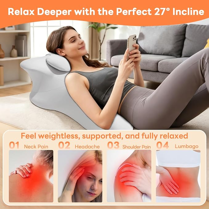 Memory Foam Wedge Pillow, Intimacy Positioning Pillow for Reading | 27° Angled Ergonomic Positioning Pillow, Contoured Back & Neck Support, Multi-Functional Body Pillow with Removable Cover