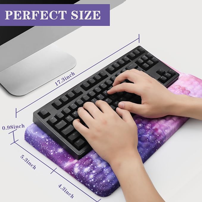 Ergonomic Keyboard Stand with Wrist Rest, Computer Wrist Support Pad | Comfy Tilted Keyboard Riser Holder Wrist Pad for Pain Relief, Soft Memory Foam Desk Cushion for Office Home