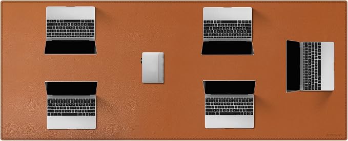 ZORESYN Conference Table Pads (70.9" x 31.5") - PU Leather Extended Large Mouse pad Office Desk Mat - Nonslip Base and Waterproof Desktop Writing Pad Mouse Mat (Light Brown)