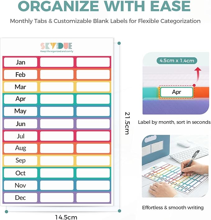 SKYDUE Accordion File Organizer, Expanding File Folder with 12 Pockets, Portable Document Paper Bill Receipt Organizer, Home School Office Supplies, Letter A4 Size Purple
