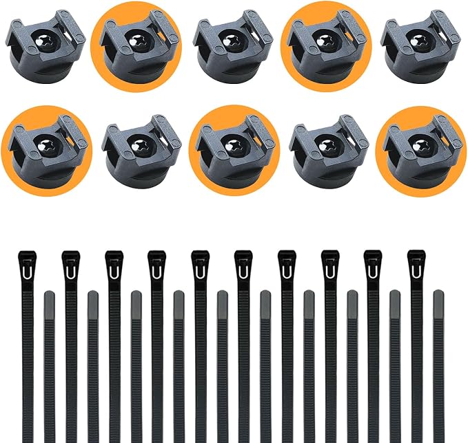 Magnetic Cable Zip Mounts Magnetic Cable Holder 22mm Multipurpose Magnet Wire Management Bases with 7.84" Reusable Zip Ties for Cord Organizer (10Magnets, 20 Cable Ties)