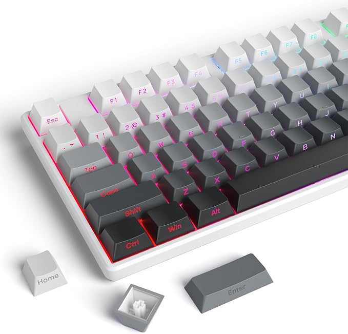 Guffercty kred Gradient PBT Key caps for Mechanical Keyboards, 135-keys Custom Minimalist Side Printed Double Shot Keycaps Cherry Profile for Gaming Keyboard (Polar)