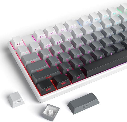 Guffercty kred Gradient PBT Key caps for Mechanical Keyboards, 135-keys Custom Minimalist Side Printed Double Shot Keycaps Cherry Profile for Gaming Keyboard (Polar)