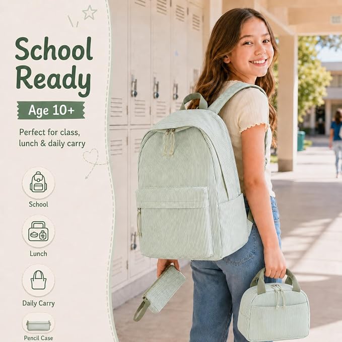 BTOOP School Backpacks for Teen Girls Bookbags Lightweight Kids Backpack School Bags Set with Lunch Box Pencil Case